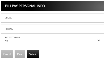 Billpay personal information form