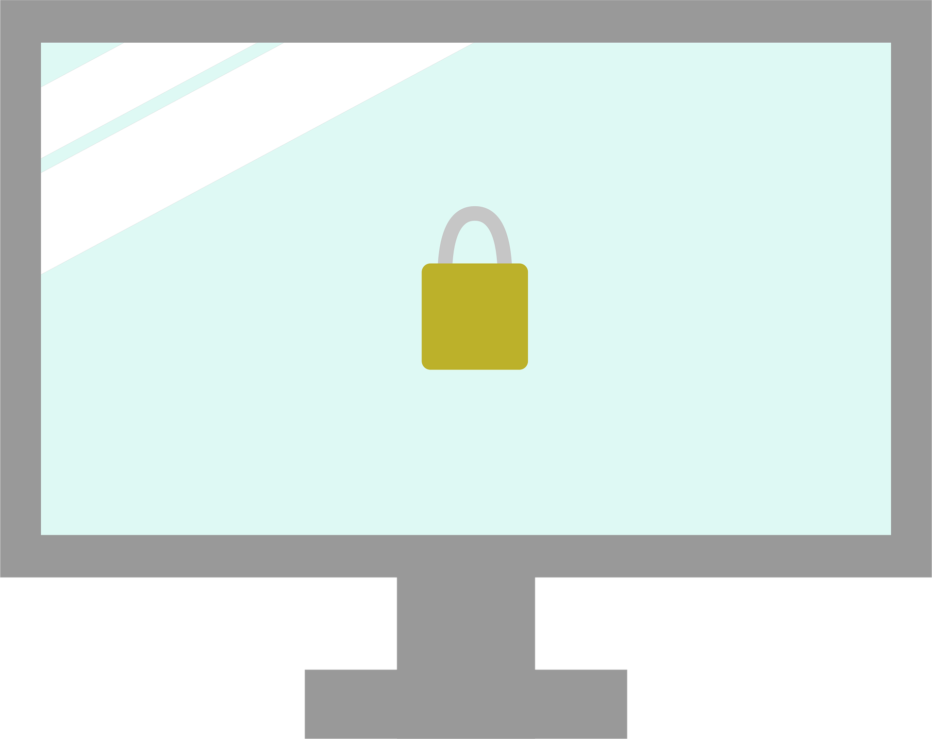 computer with security lock on screen